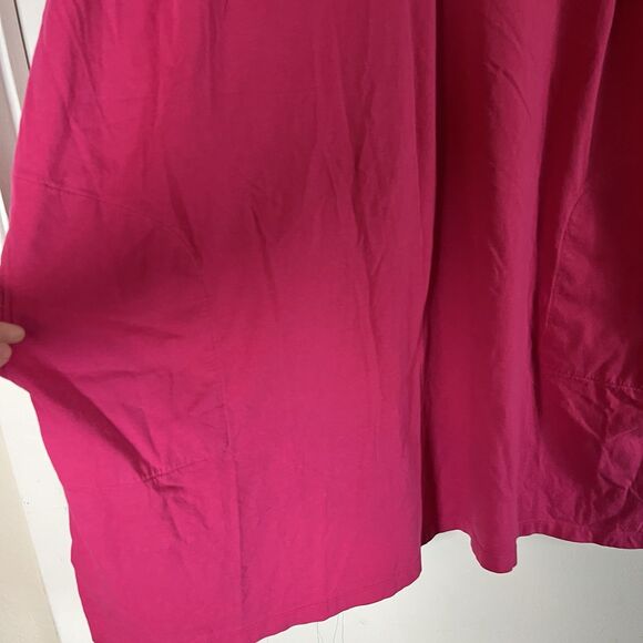 Lands End Pink Sz 2X Knee Length Sleeveless Dress Spilt Neck Embroidered Pockets - Picture 5 of 8